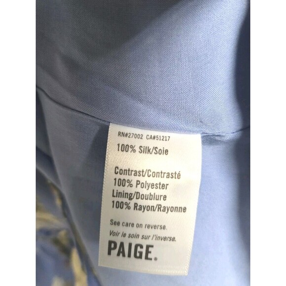 Paige Barbarella Silk Dress Women's XS Blue Floral Tiered Ruffle Sleeves NWT - Picture 11 of 13